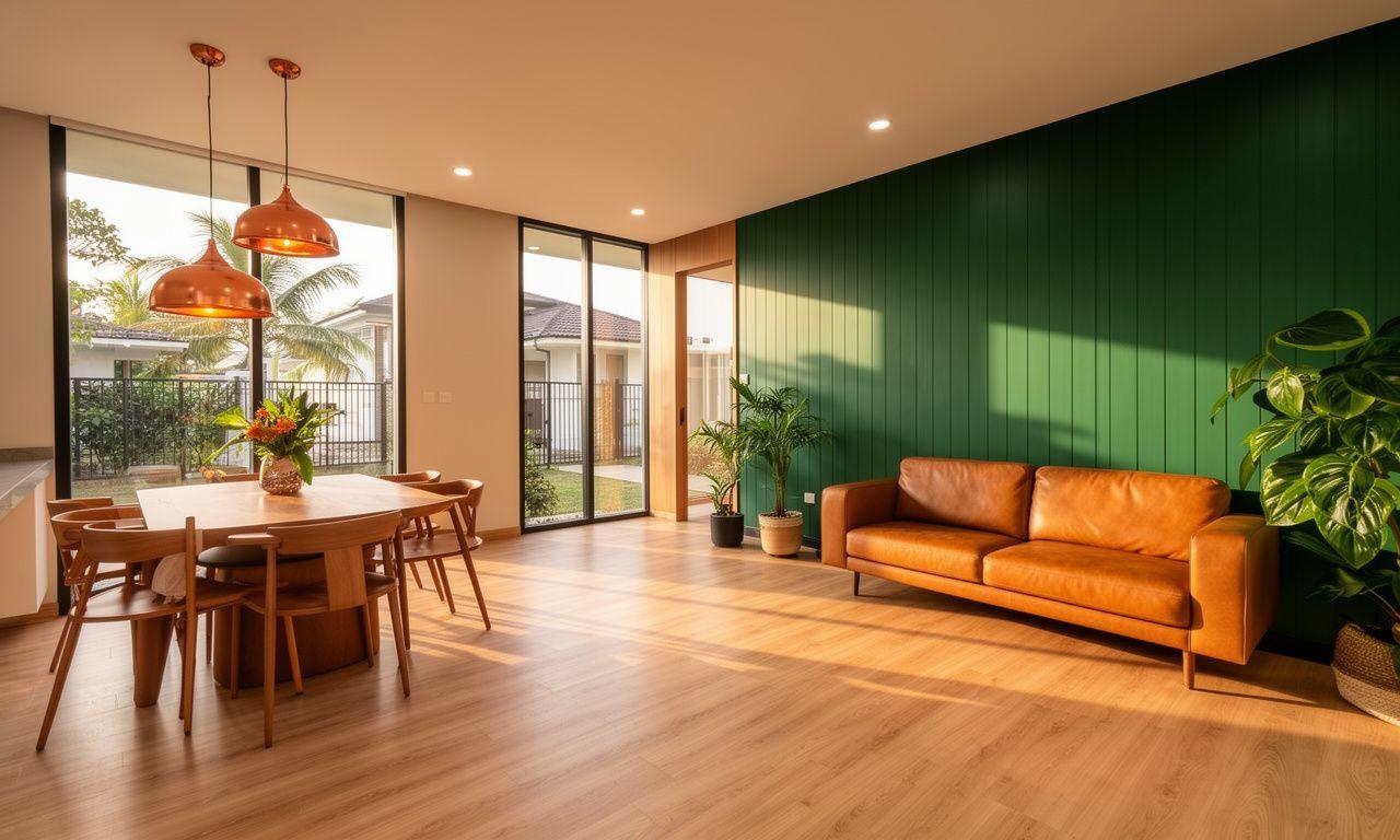 Renovated open-plan living and dining area in a Malaysian landed home