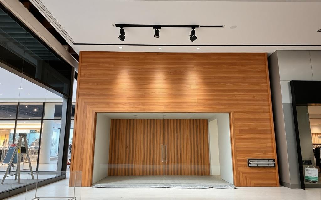 Retail unit fit-out in progress inside a shopping mall